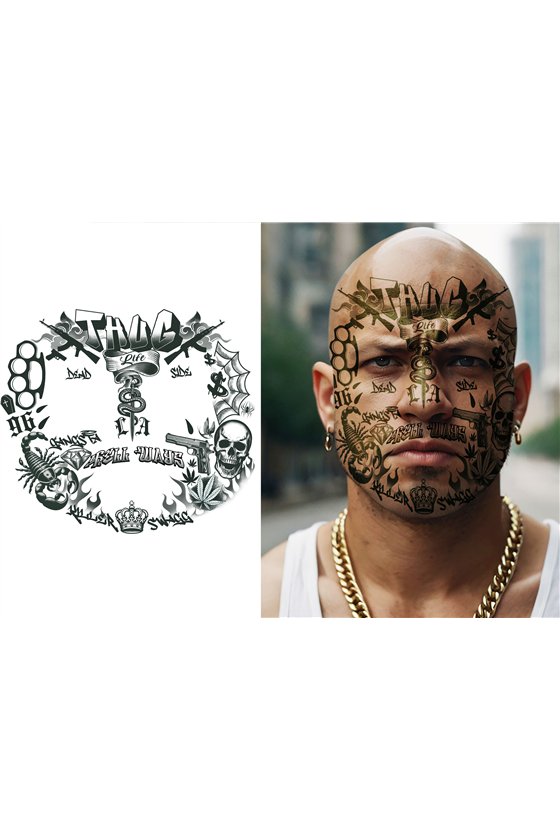 THUG LIFE FACE TATTOO 30X13 CM