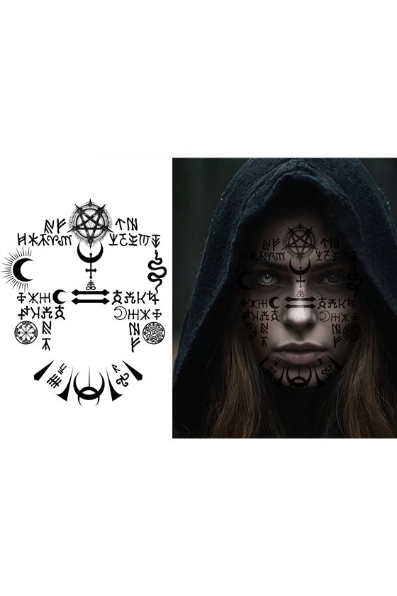 SATANIC FACE TATTOO 30X13 CM