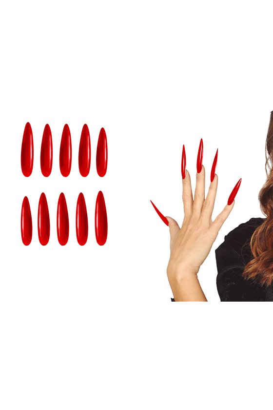 12 RED NAILS WITH GLUE