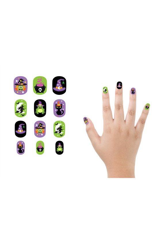 12 NAILS WITH GLUE, CHILDREN, HALLOWEEN DESIGN 2