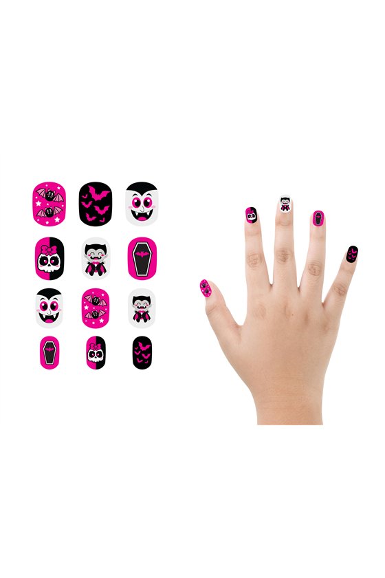 12 NAILS WITH GLUE, CHILDREN, HALLOWEEN DESIGN 3