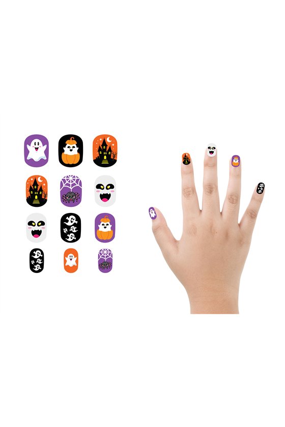 12 NAILS WITH GLUE, CHILDREN, HALLOWEEN DESIGN 4
