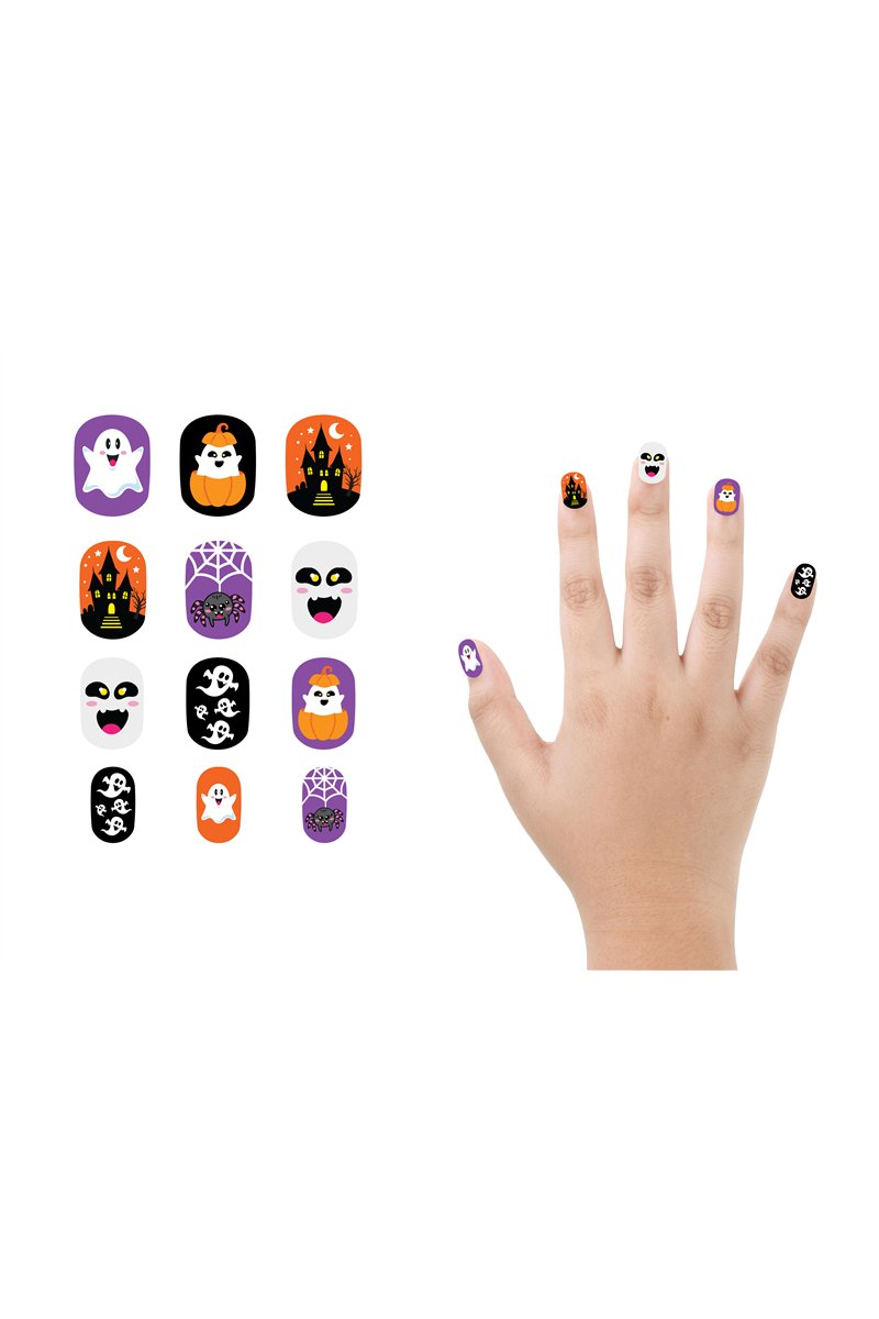 12 NAILS WITH GLUE, CHILDREN, HALLOWEEN DESIGN 4