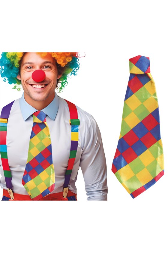 CHECKED CLOWN TIE,  55 CM