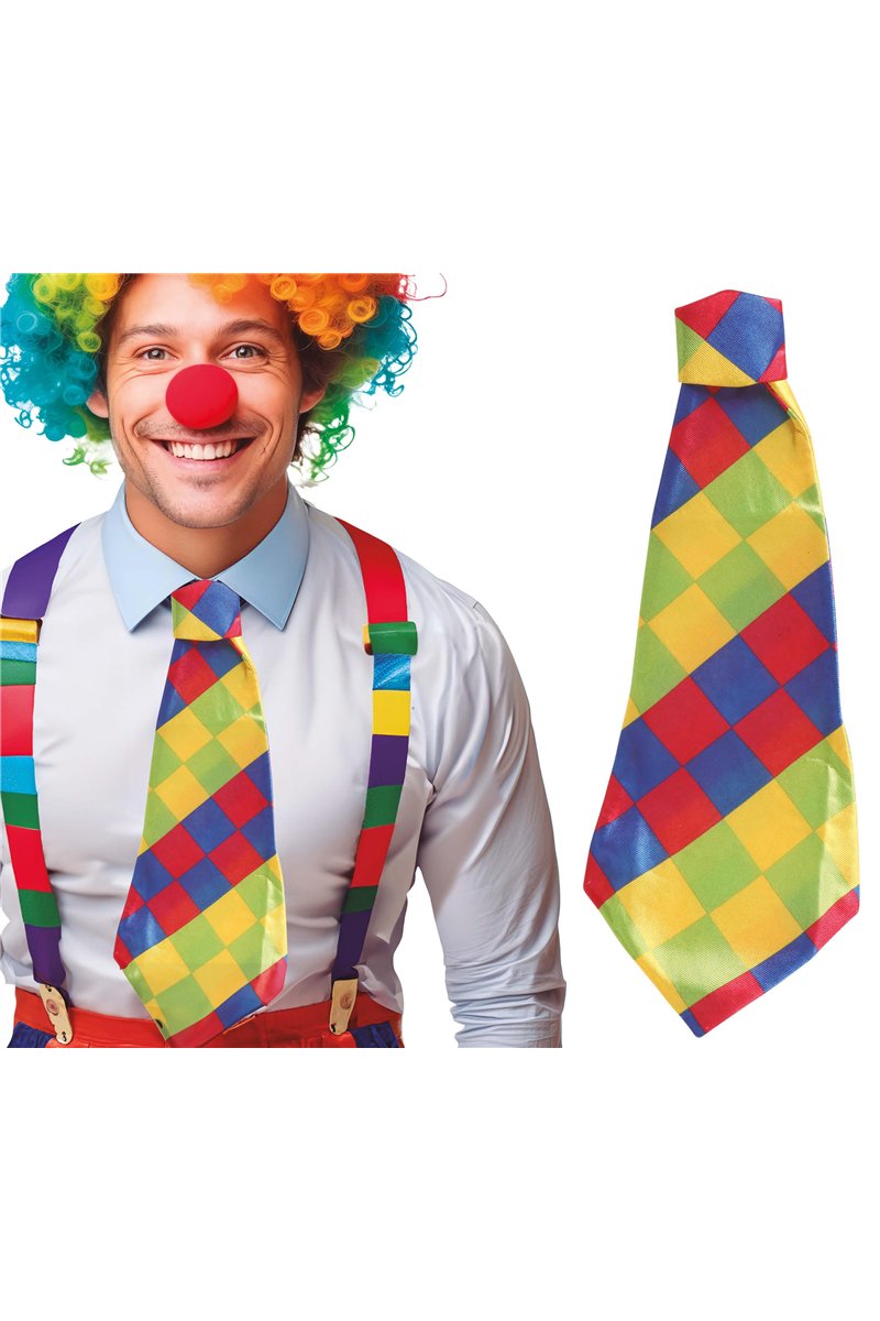 CHECKED CLOWN TIE,  55 CM
