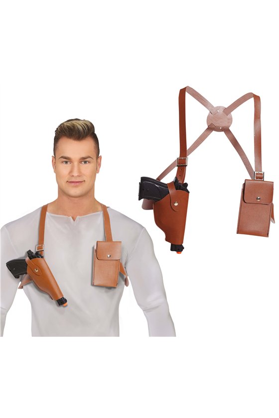 SADDLE BAG WITH GUN, POUCH AND POCKET