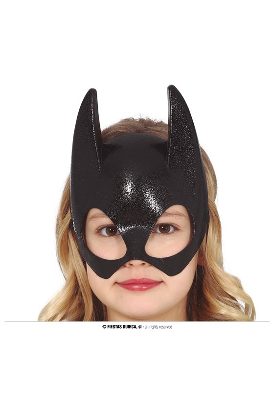 BLACK HALF BAT PVC MASK CHILD SIZE