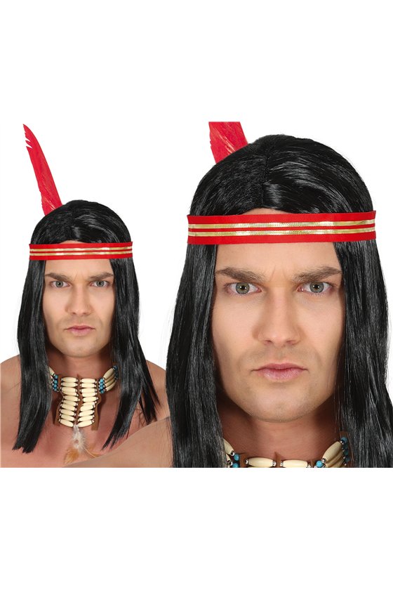 INDIAN WIG WITH FEATHER (BOX CONTAINER)
