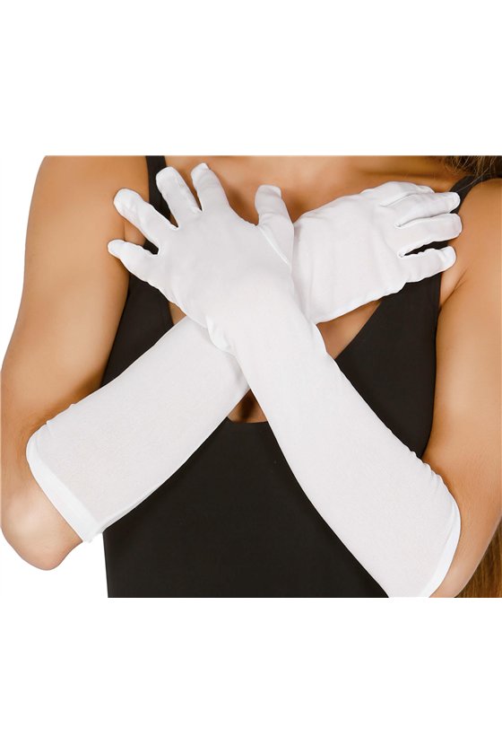 GLOVES, 42 CM, WHITE