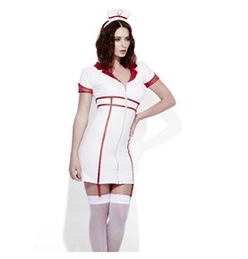 Fever Role-Play Nurse Wet Look Costume, White