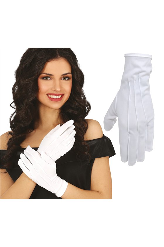 GLOVES, 24 CM., WHITE, BUTTON, ADULT, HQ
