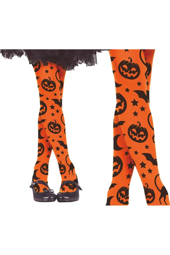 HALLOWEEN TIGHTS ORANGE, INFANT, 3-6 YEARS OLD
