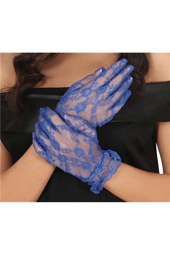GLOVES, OPENWORK, 22 CM, BLUE 