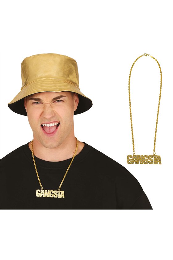 GANGSTA GOLDEN METAL NECKLACE, ADULTS