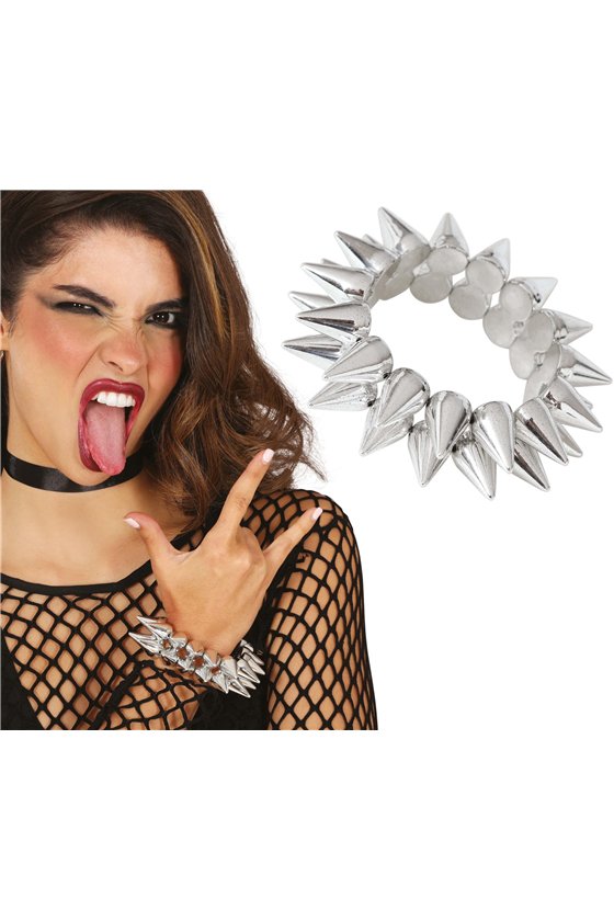 PUNK SPIKED BRACELET, SILVER