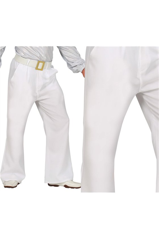 WHITE DISCO PANTS, ADULT, 48 -50 (M)