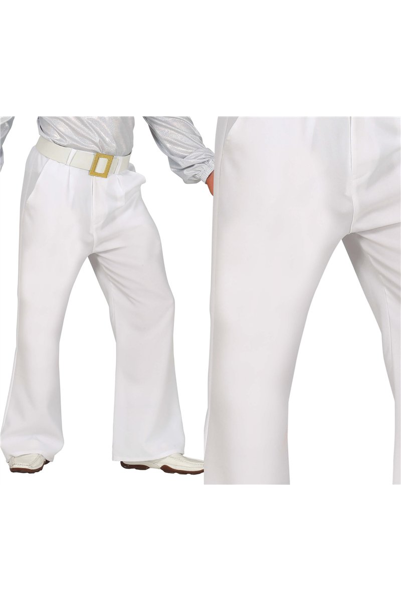 WHITE DISCO PANTS, ADULT, 48 -50 (M)