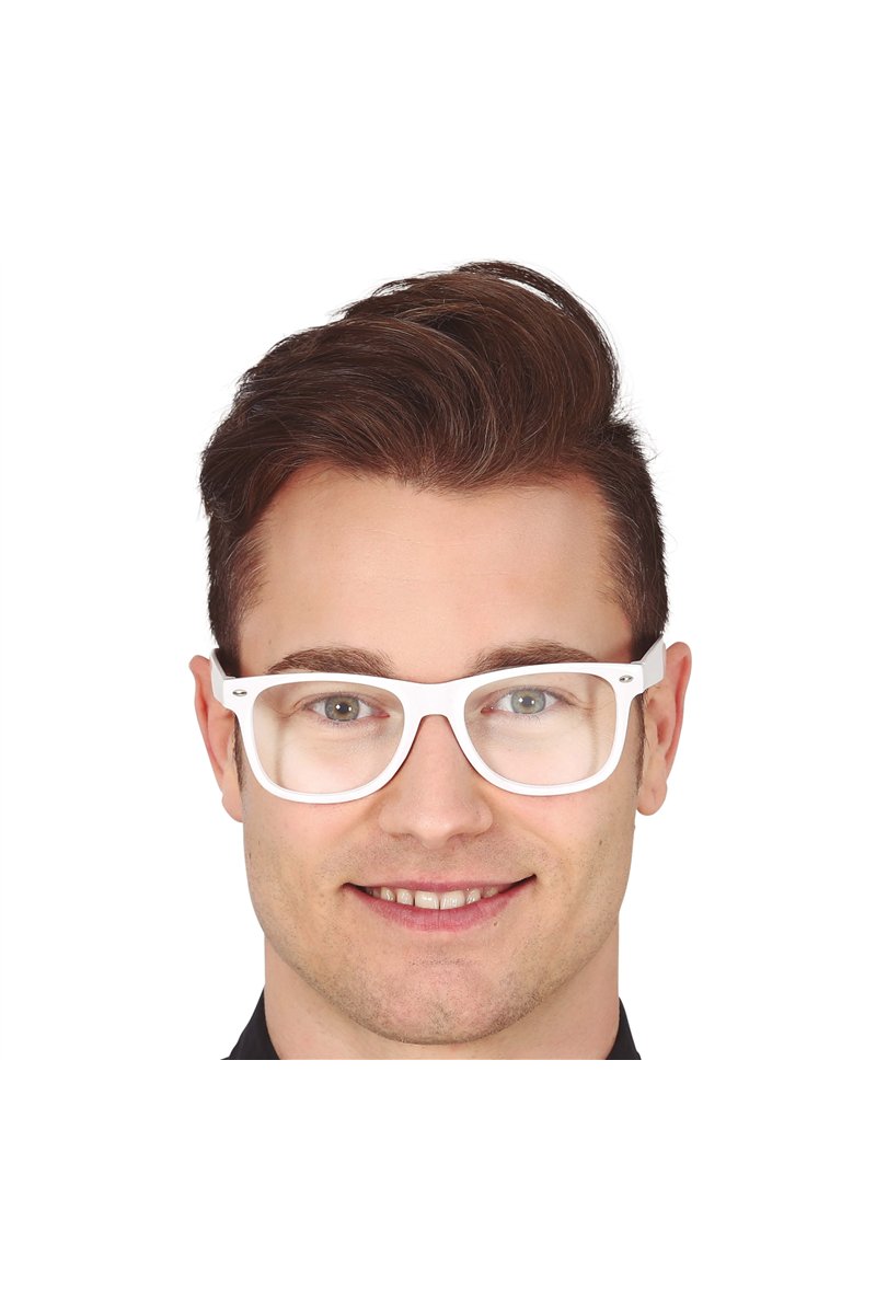 WHITE GLASSES WITH CLEAR LENSES