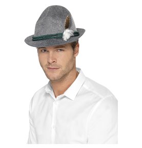 German Trenker Hat with Feather, Grey