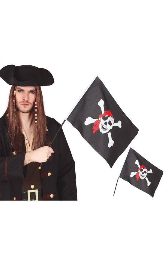 PIRATE FLAG WITH POLE 45X30 CMS.
