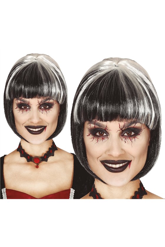 HALF LENGHT WIG WITH WHITE STREAKS IN BO