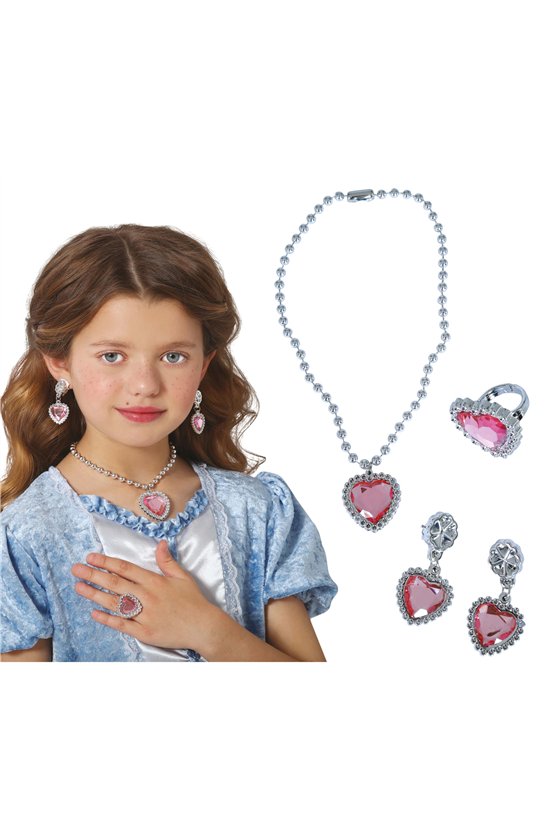 PINK HEART SET (NECKLACE, RING AND EARRINGS)
