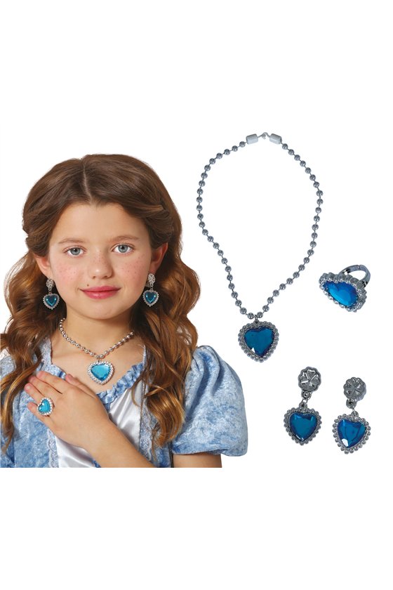 BLUE HEART SET (NECKLACE, RING AND EARRINGS)