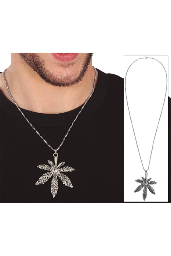 METALLIC MARIJUANA NECKLACE