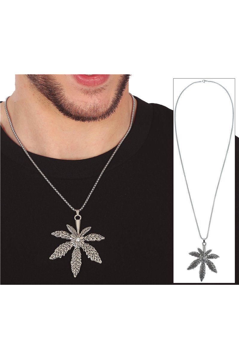 METALLIC MARIJUANA NECKLACE