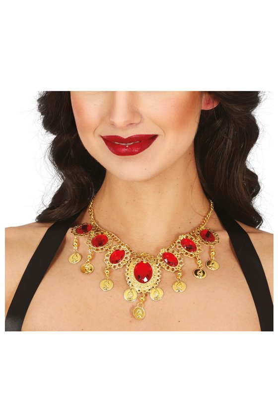 RED RUBIES NECKLACE, METALLIC