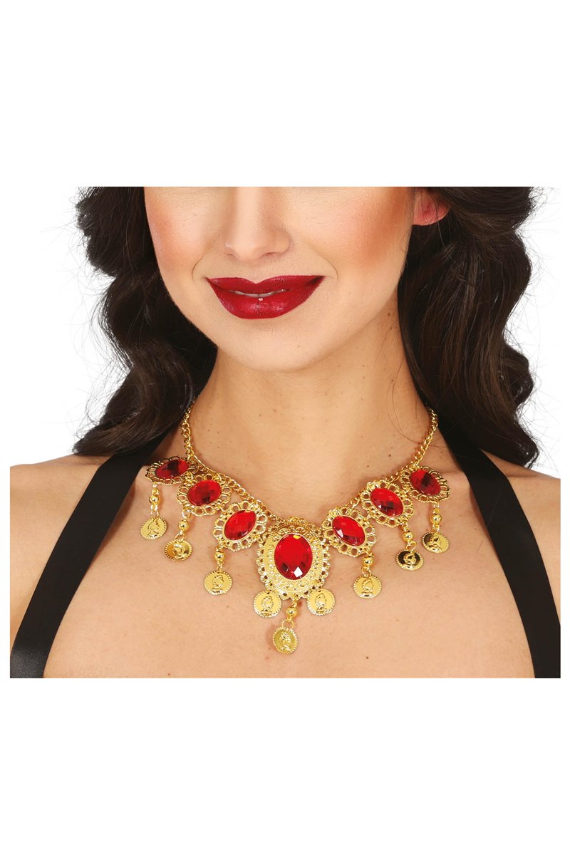 RED RUBIES NECKLACE, METALLIC