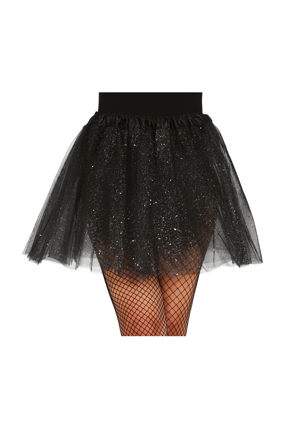 TUTU WITH GLITTER, BLACK, 40 CMS
