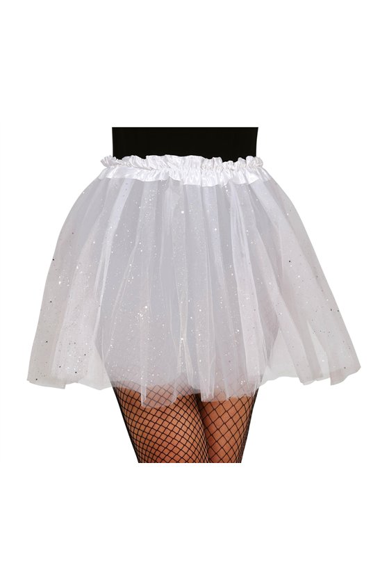TUTU WITH GLITTER, WHITE, 40 CMS