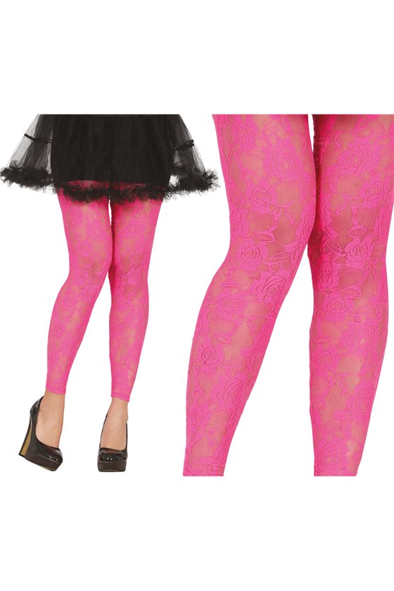 FUCSIA LACE FOOTLESS TIGHTS