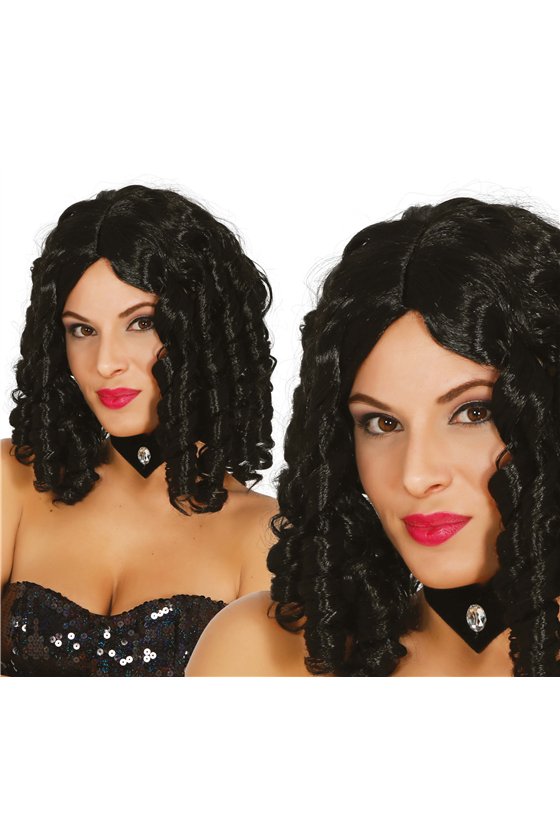 LONG BLACK CORKSCREW WIG