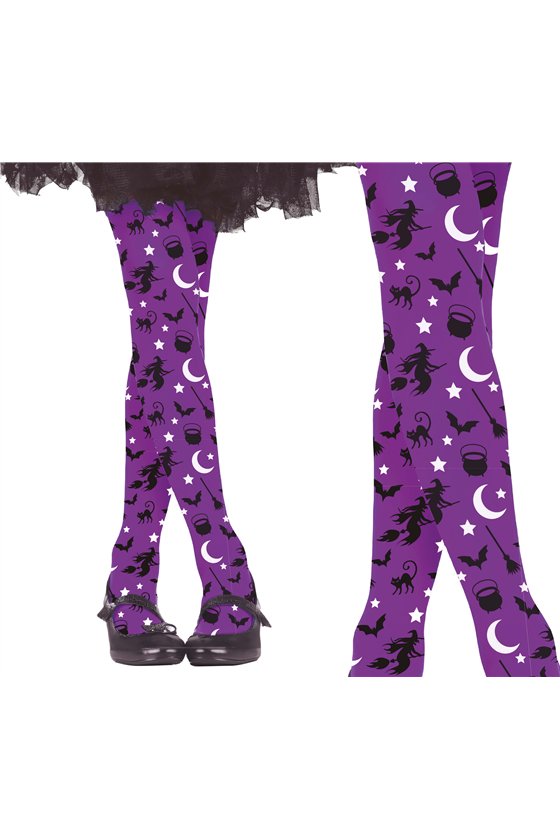 PURPLE WITCH TIGHTS, KIDS 3-6 YEARS