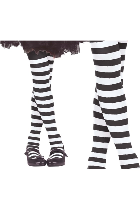 WHITE STRIPED TIGHTS, KIDS 7-12 YEARS