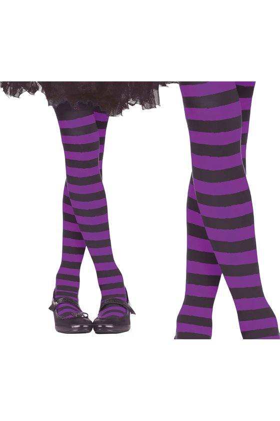 PURPLE STRIPED TIGHTS, KIDS 7-12 YEARS