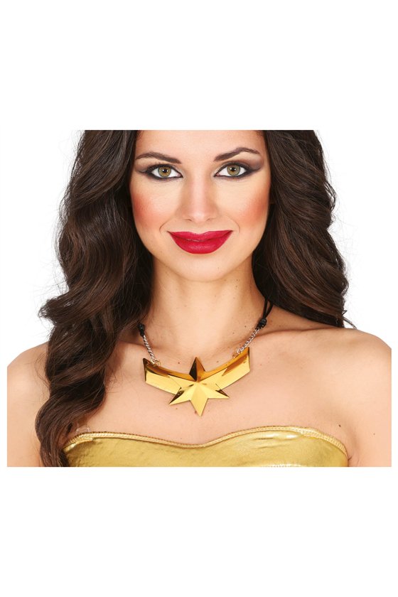 SUPERHEROINE STAR NECKLACE, METAL 10 CMS