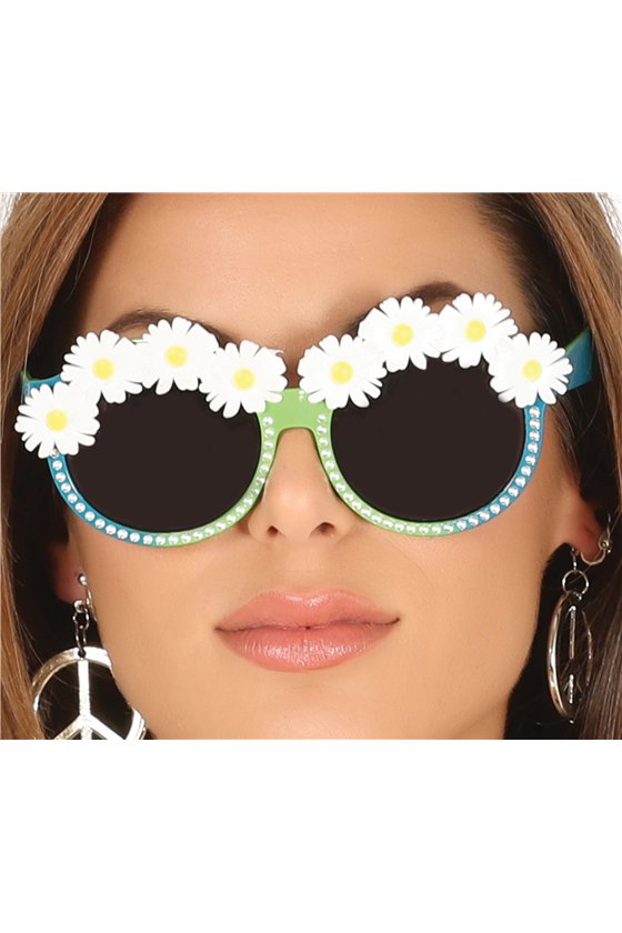 GREEN GLASSES WITH DAISIES