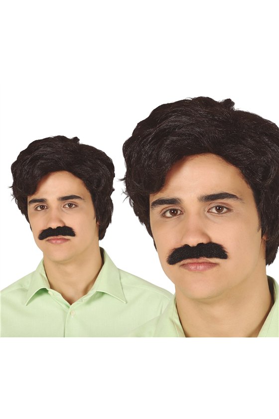 DRUG DEALER WIG WITH MOUSTACHE IN BOX