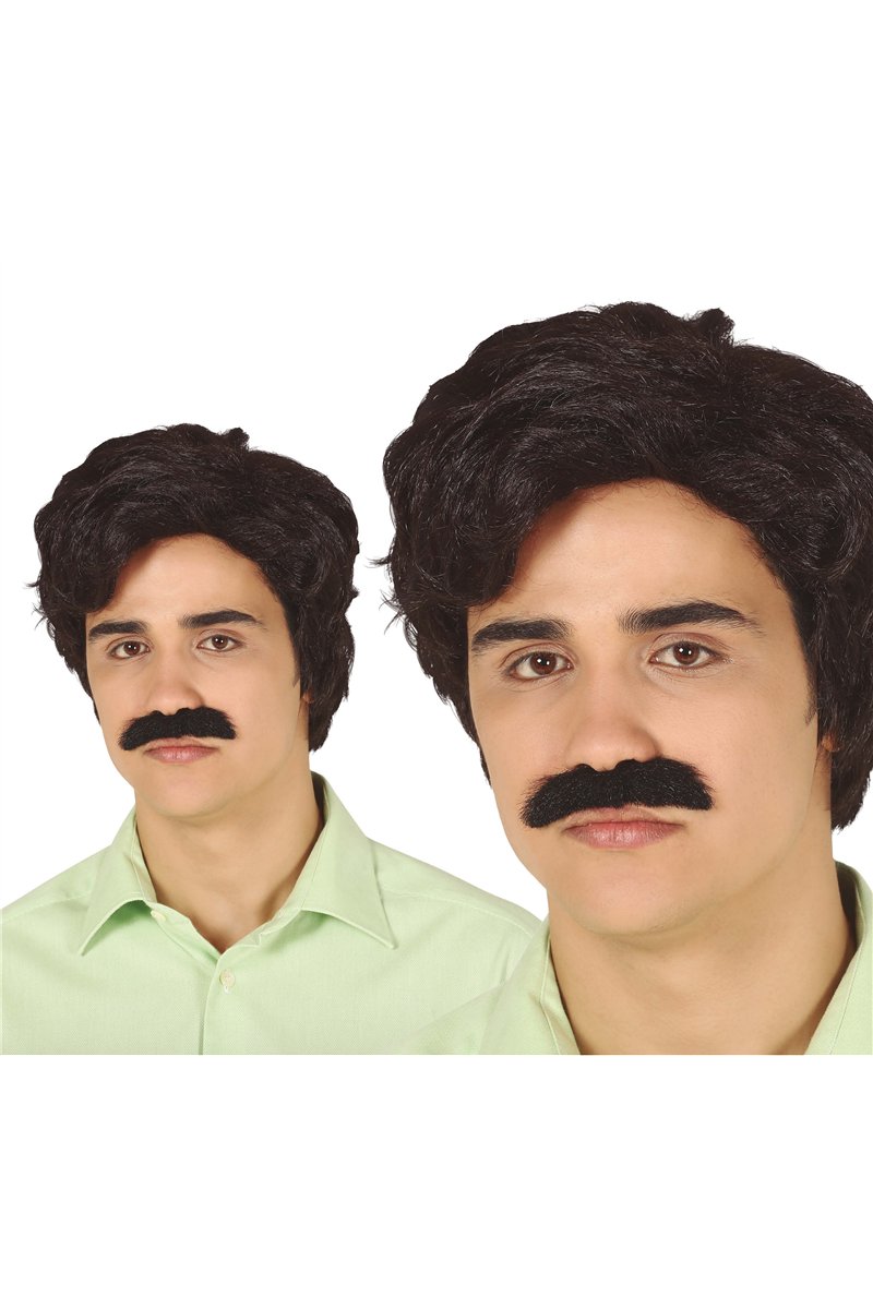 DRUG DEALER WIG WITH MOUSTACHE IN BOX