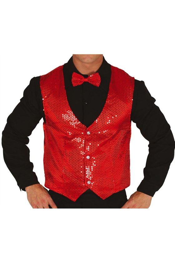 RED SEQUINED WAISTCOAT