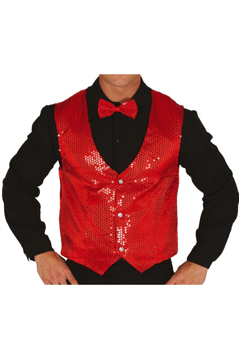 RED SEQUINED WAISTCOAT