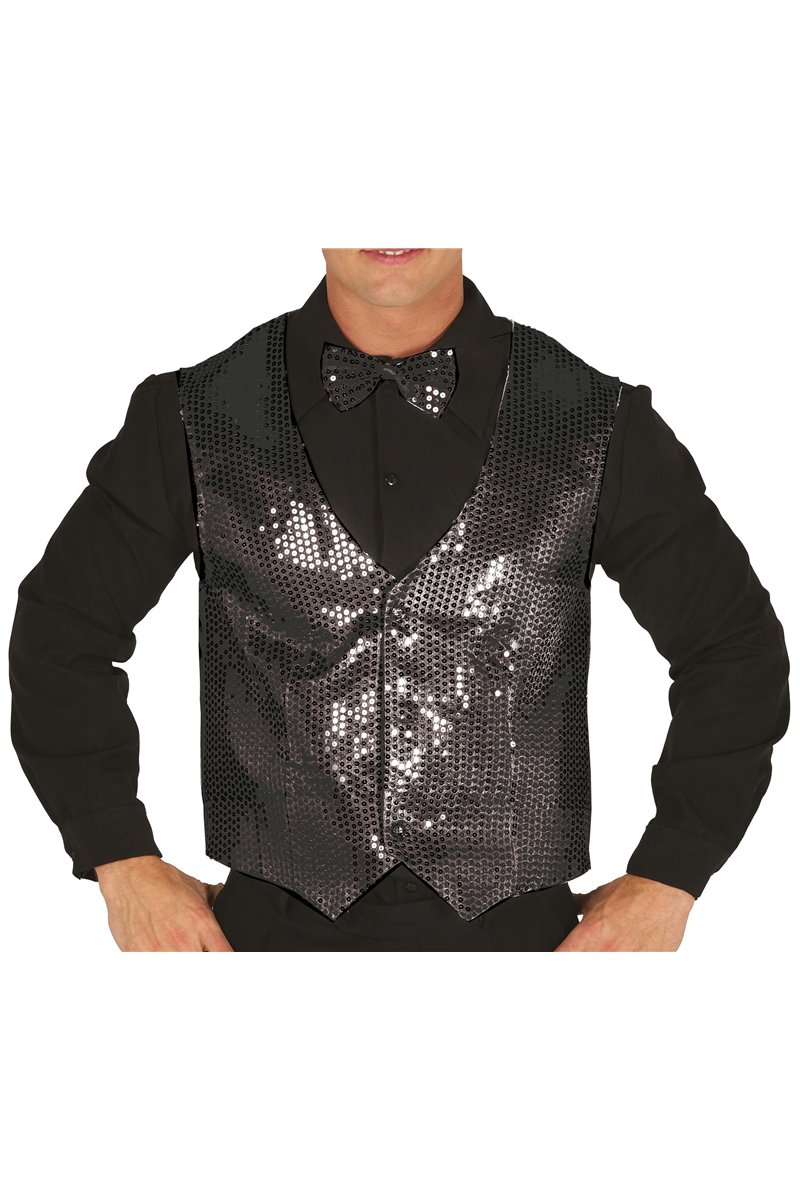 SEQUIN WAISTCOAT BLACK ADULT