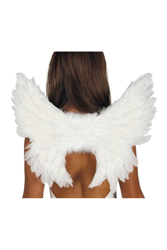 WHITE FEATHERS WINGS 55X45 CM