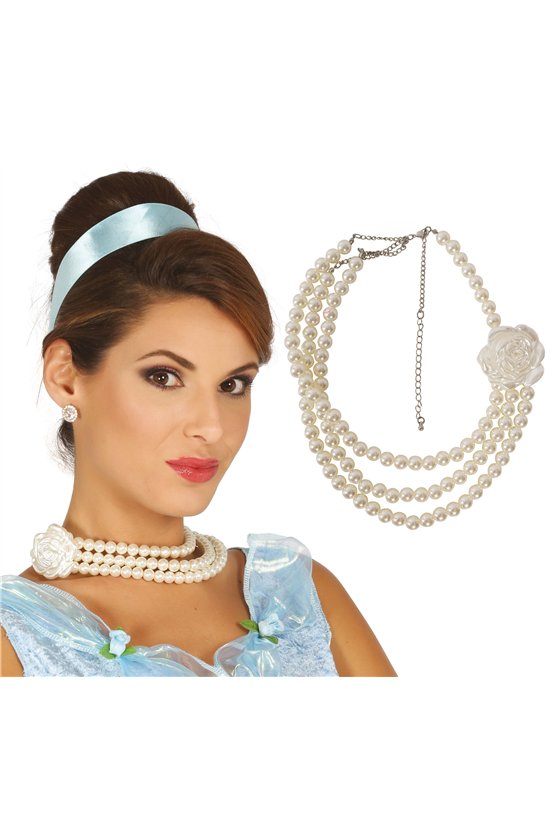 PEARLS NECKLACE WITH FLOWER
