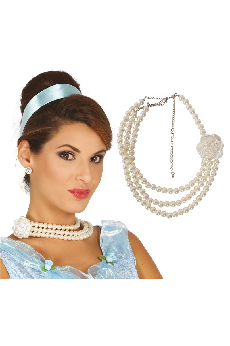 PEARLS NECKLACE WITH FLOWER