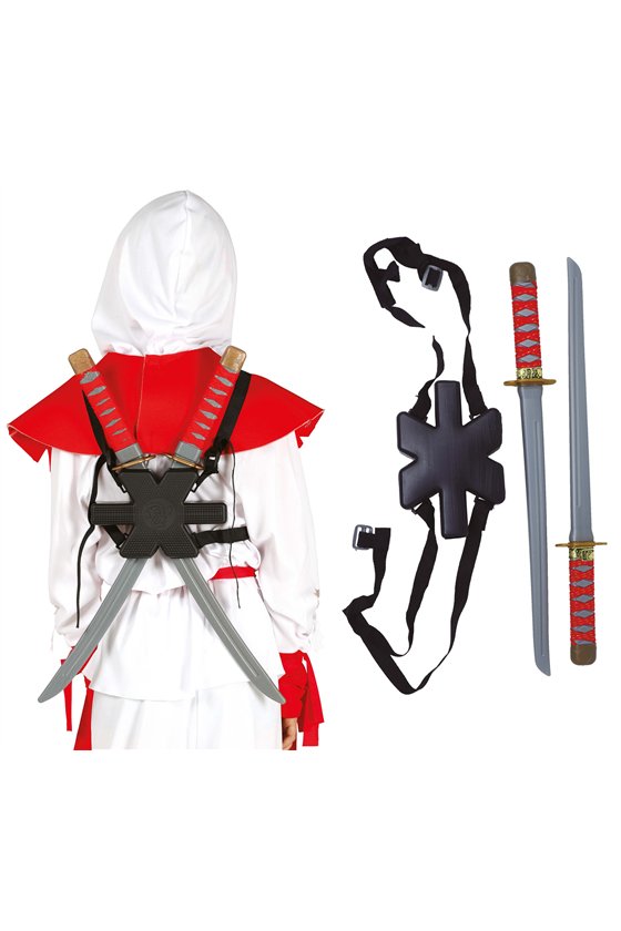 2 SHOULDER SAMURAI SWORDS 55 CM