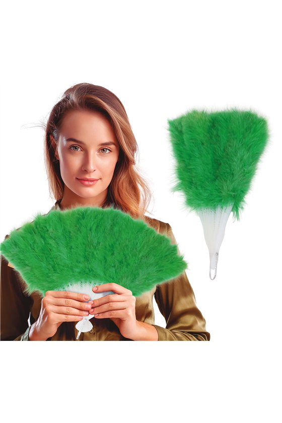 DARK GREEN FEATHER FAN 16 BLADES